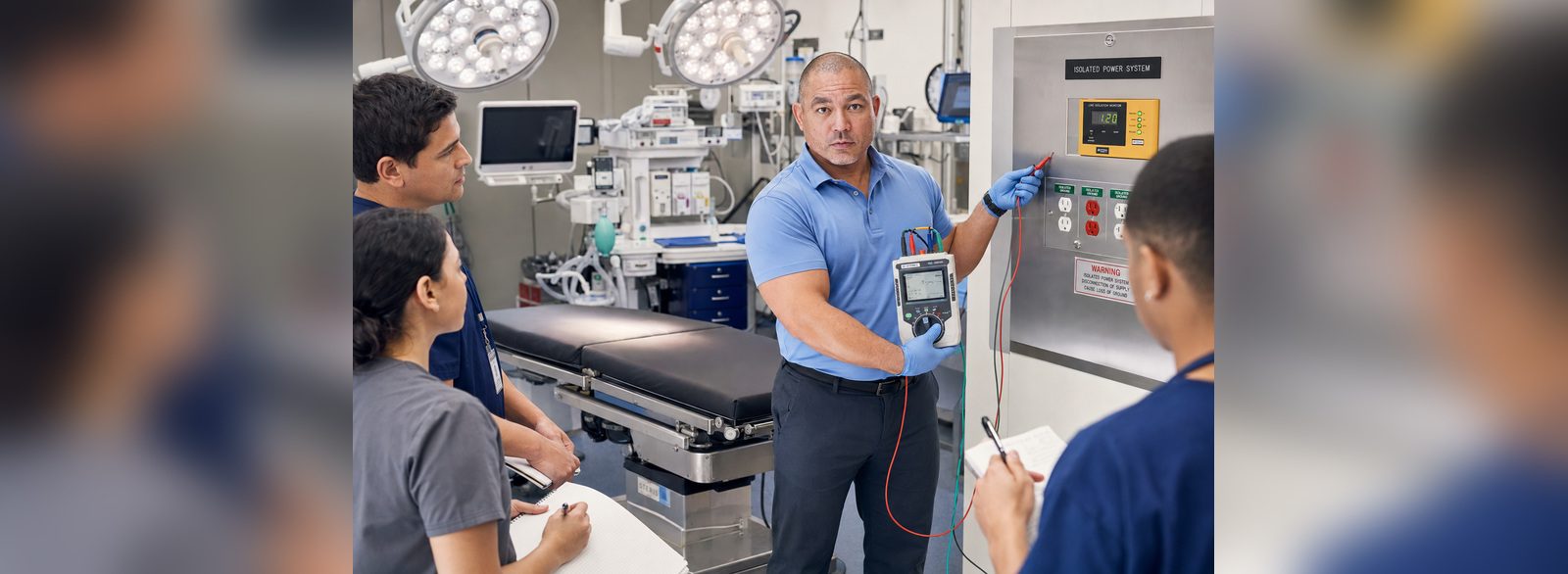 Line isolation monitor showing total hazard current during an operating room isolated power test